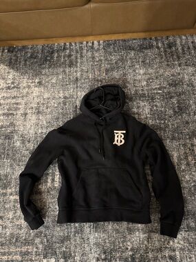 Burberry Black Hoodie with TB Monogram